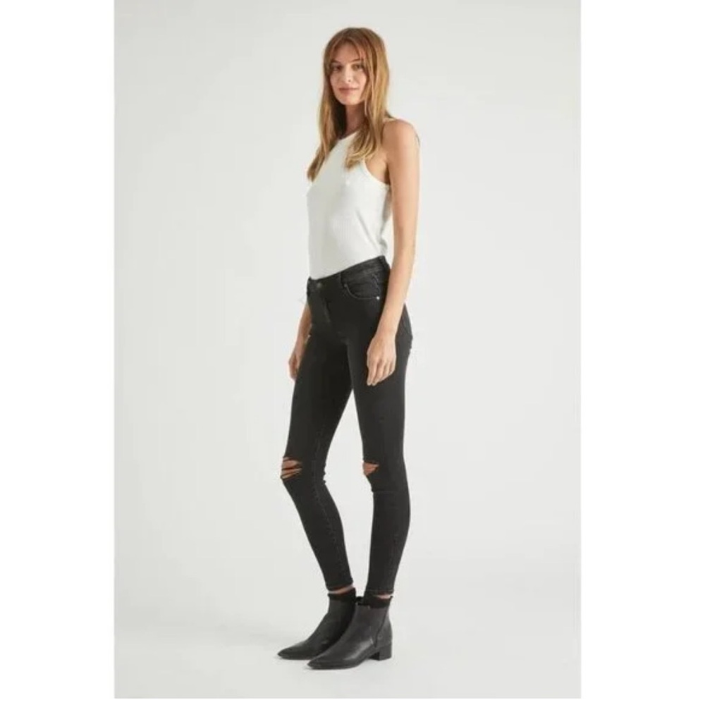 Women’s ROLLAS JEANS Westcoast Ankle Mid Rise Black Skinny Jean. Size 28 - Picture 2 of 9